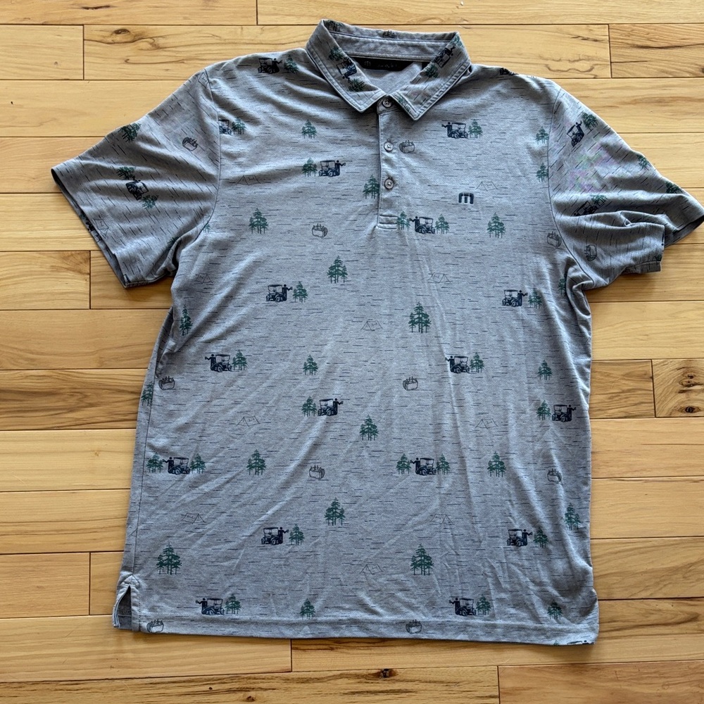 Travis Mathew Gray Polo with Green and Black Accents